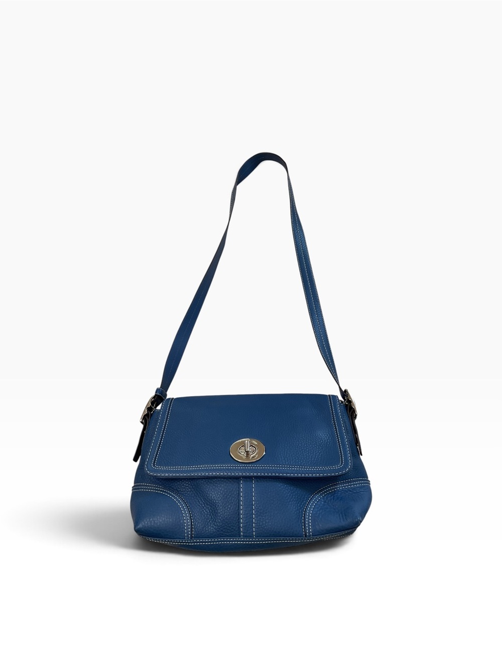 Coach Hamptons F13086 Blue Leather Shoulder Bag